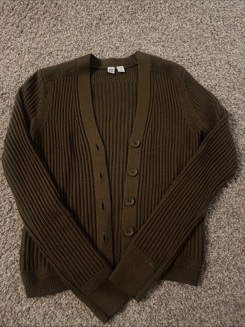 Uniqlo Brown Ribbed Button Cardigan